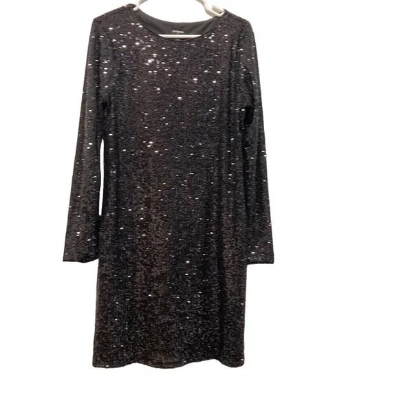 knee length dresses for ladies Long Sleeve Formal Sequin Dress by LaDivine B8422  The Dress Outlet